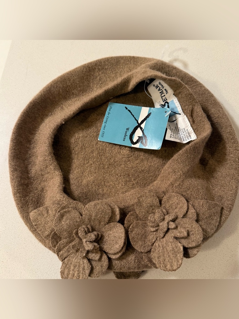Brown Wool Flower Collar Scarf